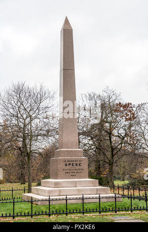 Mémorial à John Hanning Speke, explorer, Les Jardins de Kensington, Londres Banque D'Images