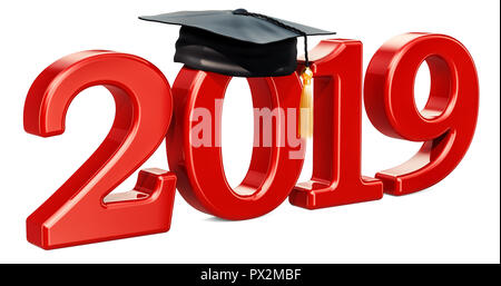 En 2019, Études supérieures inscription rouge. Le rendu 3D Banque D'Images