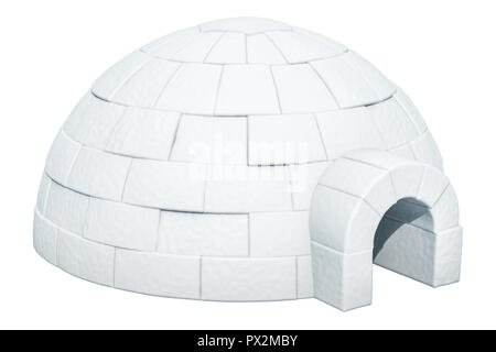 Igloo, rendu 3D isolé sur fond blanc Banque D'Images