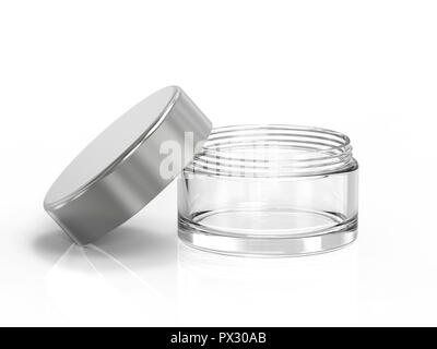 Le rendu 3D creaam cosmétique pot ou conteneur à l'ouvert Banque D'Images