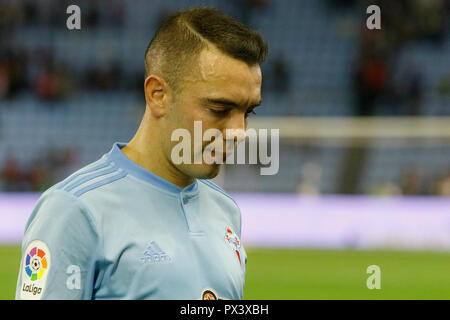 Vigo, Espagne. 20 Oct 2018 ;. La Liga match entre Real Club Celta de Vigo et Deportivo Alaves à Balaidos stadium ; Iago Les Zspa, Celta Vigo, capitaine ; score final 0-1. Credit : Brais Seara/Alamy Live News Banque D'Images