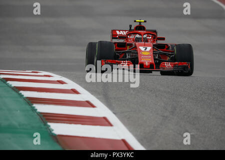 Austin, États-Unis d'Amérique. 19 Oct, 2018. 07 Kimi Raikkonen (fin), la Scuderia Ferrari SF71H, au cours de l'action du Championnat du Monde de Formule 1 2018, United States of America Grand Prix du 18 au 21 octobre à Austin, Texas, USA -/Sport Automobile : Championnat du Monde de Formule Un 2018 ; ; ; Grand Prix de Formule 1 des États-Unis, 2018 PIRELLI UNITED STATES GRAND PRIX, Circuit des Amériques 19.10.2018. Utilisation dans le monde entier | Credit : dpa/Alamy Live News Banque D'Images