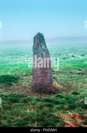 Les hommes Scryfa Standing Stone, près de Morvah, Cornwall UK Banque D'Images