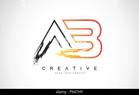 Création Logo Design moderne AB Vetor avec Orange et Noir. Course monogramme Lettre Design. Illustration de Vecteur