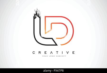 Création Logo Design moderne LD Vetor avec Orange et Noir. Course monogramme Lettre Design. Illustration de Vecteur