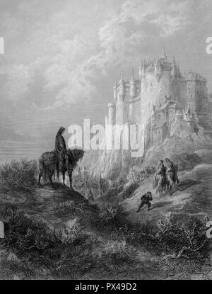 Camelot, illustration de 'Idyllls du Roi' par Alfred Tennyson (litho) par Dore, Gustave (1832-83); Collection privée; (illustration de add.info.: à Alfred, Lord Tennyson (1809-92) interprétation des légendes du Roi Arthur;); français, hors droit d'auteur Banque D'Images