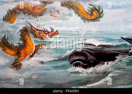 Mieu Ba Ngu Hanh temple bouddhiste. Whale et dragon. Notre annuaire d'entreprises. Le Vietnam. Banque D'Images