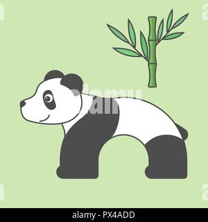 Panda dessin animé pour les enfants. L'illustration pour enfants. Modèle plat. Animal en style minimaliste. Série d'animaux semi-circulaire Illustration de Vecteur