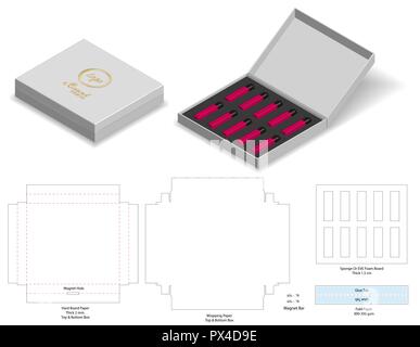 Conseil dur boîte rigide papier maquette 3d avec découpe Illustration de Vecteur
