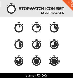 Chronomètre icons set sur un fond blanc. Vector illustration. Premier groupe Illustration de Vecteur