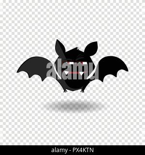 Clip art de caractère Halloween heureux pour les enfants vacances flittermouse partie carte de vœux, d'invitation et affiches. Cute cartoon vol bat avec f Illustration de Vecteur