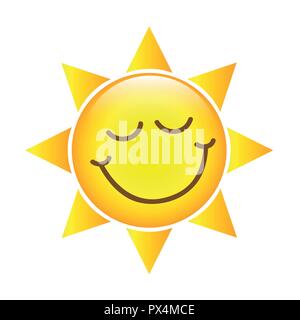 Heureux soleil jaune sur l'icône face vector illustration EPS10 Illustration de Vecteur