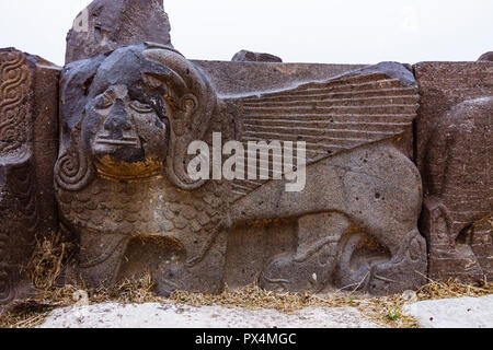 Ain Dara, Afrin, Syrie : basalte sphinx dans les ruines du temple Hittite de Ain Dara 67 km au nord-ouest d'Alep. Au début de la Banque D'Images