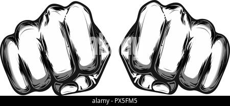 Fist homme part, symbole de protestation prolétarienne. Signe de puissance Illustration de Vecteur