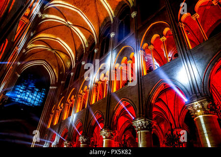 Spectacle son et lumière à la cathédrale Notre Dame, Paris, France. Banque D'Images