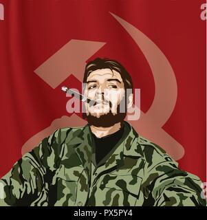 Ernesto 'Che' Guevara(1928 - 1967 ) était un révolutionnaire marxiste. Une grande figure de la révolution cubaine. Image Vecteur de Che Guevara, Illustration de Vecteur