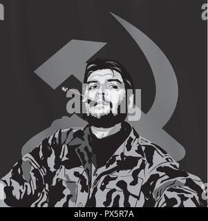 Ernesto 'Che' Guevara(1928 - 1967 ) était un révolutionnaire marxiste. Une grande figure de la révolution cubaine. Image Vecteur de Che Guevara, Illustration de Vecteur