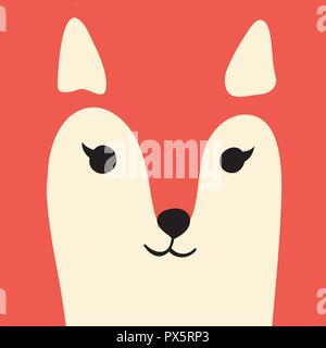 Gingembre mignon fox cartoon animal portrait visage souriant avec tête d'animal rouge carte avec copie espace vector illustration Illustration de Vecteur