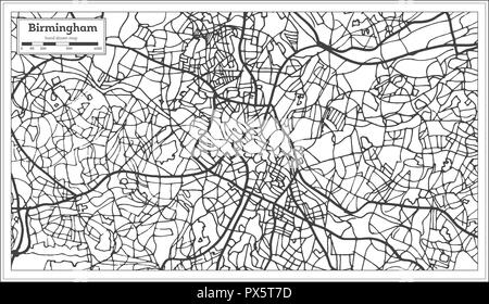 Birmingham UK Plan de ville en style rétro. Une carte de Noël. Vector Illustration. Illustration de Vecteur