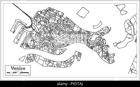 Venise Italie Plan de ville en style rétro. Une carte de Noël. Vector Illustration. Illustration de Vecteur