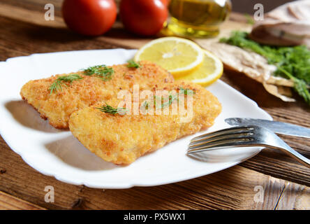 Filets de poisson avec chese Banque D'Images