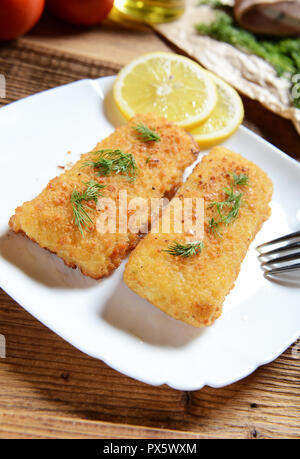 Filets de poisson avec chese Banque D'Images