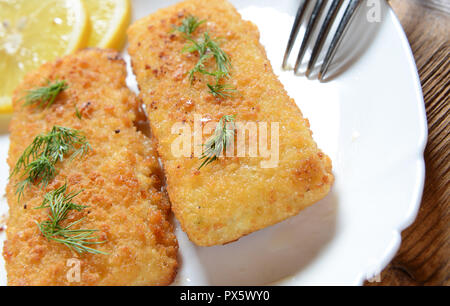 Filets de poisson avec chese Banque D'Images