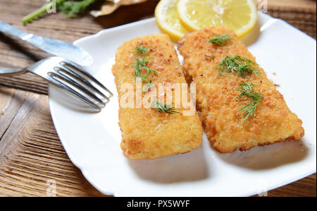 Filets de poisson avec chese Banque D'Images