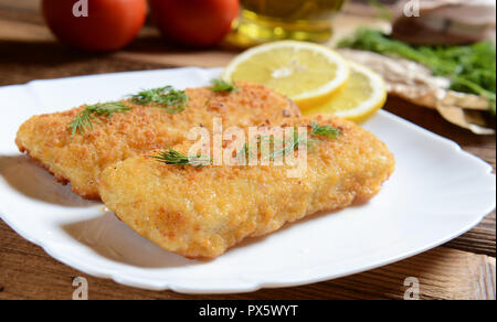 Filets de poisson avec chese Banque D'Images