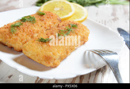 Filets de poisson avec chese Banque D'Images