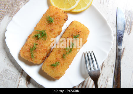 Filets de poisson avec chese Banque D'Images