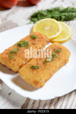 Filets de poisson avec chese Banque D'Images