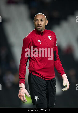 Gardien Heurelho Gomes de Watford match avant pendant le troisième tour de la Coupe du buffle match entre Tottenham Hotspur et Watford à stade:mk, Milton Ke Banque D'Images