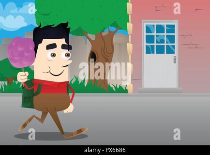 La tenue d'écolier barbe rose. Vector cartoon character illustration. Illustration de Vecteur