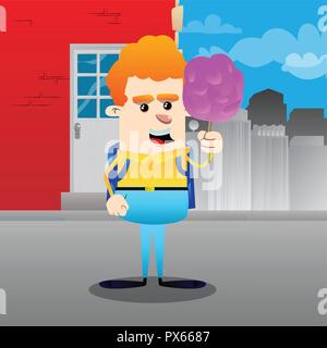 La tenue d'écolier barbe rose. Vector cartoon character illustration. Illustration de Vecteur
