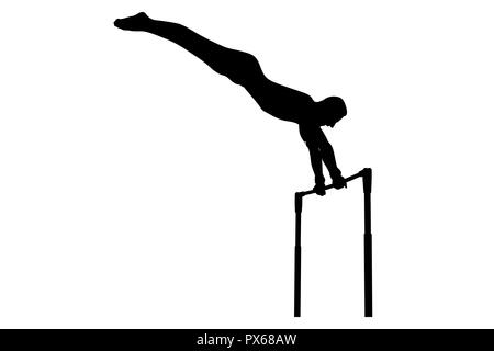 Barre horizontale en gymnastique artistique gymnastique silhouette noire Banque D'Images