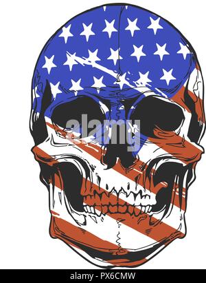 Drapeau Amérique illustration peinte sur un crâne Illustration de Vecteur