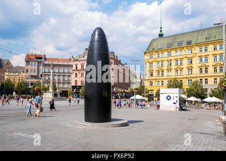 Le chronomètre sur la place de la liberté, Brno, République Tchèque, Europe Banque D'Images