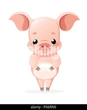 Cochon mignon. Cartoon character design. Télévision vector illustration isolé sur fond blanc. Illustration de Vecteur