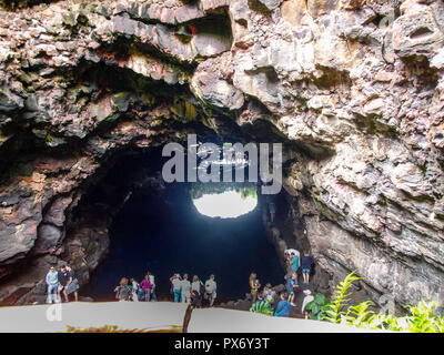 Lanzarote, Espagne - juin 2, 2018 : Cueva de los Verdes, visite de la coulée Banque D'Images