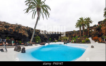 Lanzarote, Espagne - juin 2, 2018 : Cueva de los Verdes, visite de la coulée Banque D'Images