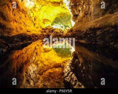 Lanzarote, Espagne - juin 2, 2018 : Cueva de los Verdes, visite de la coulée Banque D'Images