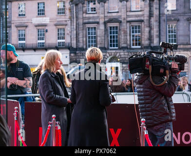 Les journalistes et cameraman attendre les stars de l'Outlaw Netflix écossais King, premiere vue Omni, Édimbourg, Écosse, Royaume-Uni Banque D'Images