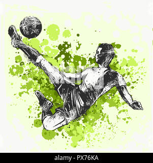 Soccer player kicking ball. illustration du sport Banque D'Images