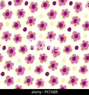 Petites fleurs d'été modèle transparent. Illustration botanique faites à la main. Vector floral design pour la mode imprime, album, papier d'emballage. Banque D'Images