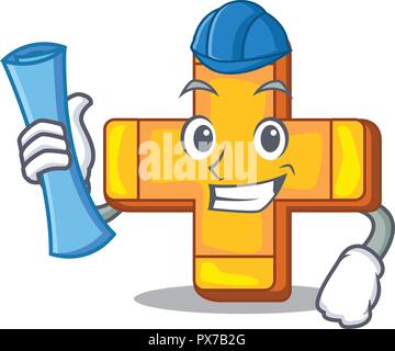 Logo caricature architecte signe plus santé concept Illustration de Vecteur