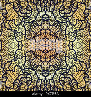 Résumé motif carré avec motifs asiatiques dans un style oriental. Vector illustration faites à la main. Line art design de la mode, textile, carte d'invitation. Til Illustration de Vecteur