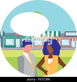 Conversation entre un homme et une femme d'over white background vector illustration Illustration de Vecteur