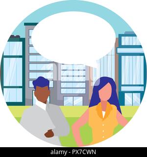 Businesspeople having a conversation sur fond blanc, vector illustration Illustration de Vecteur