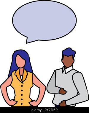 Conversation entre un homme et une femme d'over white background vector illustration Illustration de Vecteur